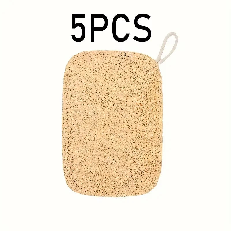 5 Pack Natural Loofah Sponge – Bath Scrub, Exfoliating & Dishwashing Pads for Kitchen Cleaning