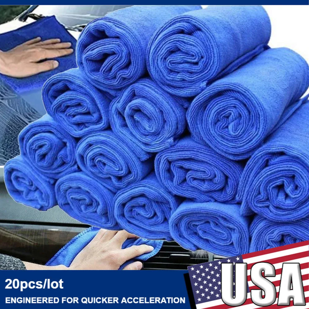 20pcs 30x30cm Microfiber Cleaning Cloths – Car, Home, Window, Salon, and Auto Polishing