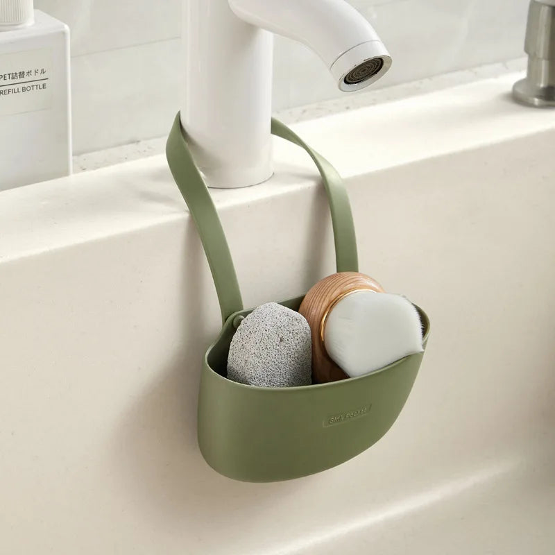 Adjustable Kitchen Sink Hanging Organizer – Drain Basket & Sponge Holder
