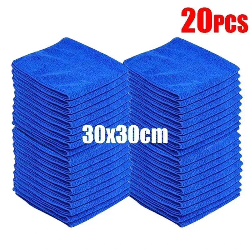 20pcs 30x30cm Microfiber Cleaning Cloths – Car, Home, Window, Salon, and Auto Polishing
